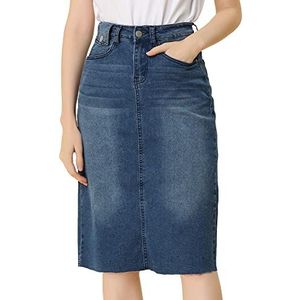 Allegra K Casual denimrok met hoge taille voor dames, M-blauw, S