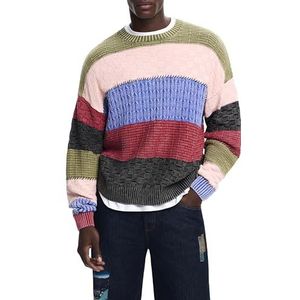 Desigual - Gebreide Trui - Multicolor - Lange Mouwen - Contrasterende Stiksels