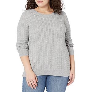 Amazon Essentials Lichtgewicht kabel ronde hals trui, lichtgrijs Heather- XS