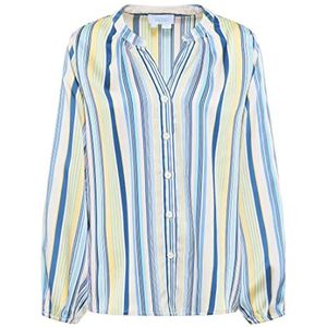 usha BLUE LABEL Dames 19623643 Gestreepte Blouse, Blauw Geel Veelkleurig, S