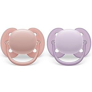 PHILIPS Avent Ultra Soft-fopspeen - 2 zachte en flexibele spenen voor baby's van 0-6 maanden, BPA-vrij, met sterilisatiedoosje (model SCF091/31)