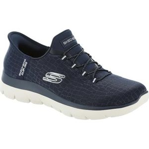 Skechers Summits Classy Night Damessneakers, Marineblauwe mesh-zilveren bekleding, 39.5 EU