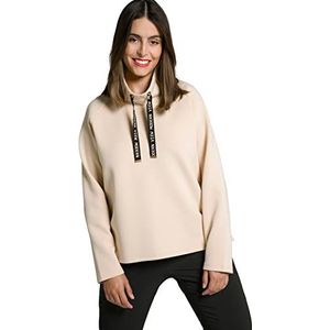 Ulla Popken Dames opstaande kraag, sieradenband, sweatshirt met lange mouwen, Bayshore Beige, 42/Grote Maten