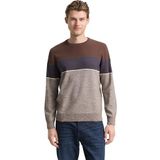 TOM TAILOR heren trui, 39274 - Bruin Blauw Wit Streep, XL