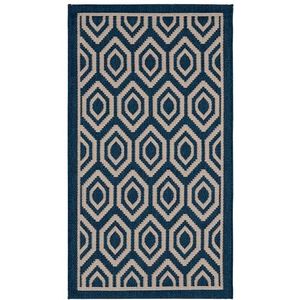 Safavieh tapijt voor binnen en buiten, geweven, polypropyleen, tapijt in marineblauw/beige, 60 x 109 cm