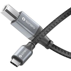 Sonero® USB 2.0 kabel, aansluitkabel, printerkabel, C-stekker naar B-stekker, 480 MB/s, space grey/zwart, 5,00 m