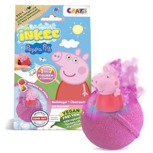INKEE Surprise Peppa Pig badbruisballen voor kinderen, met verrassing, Peppa Pig speelgoed voor in de badkuip, badaccessoire voor kinderen met aardbeiengeur