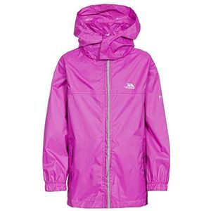Trespass Packup Jacket, Azalea, 9/10, compact oprolbare waterdichte jas met capuchon voor kinderen, uniseks, meisjes en jongens, 9-10 jaar, roze/roze