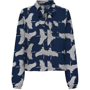 Onlnova Life Vis L/S Tyla Bow Top, blauw, XS