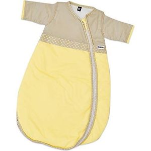 Gesslein 770065 Bubou babyslaapzak met afneembare mouwen: temperatuurregulerende slaapzak voor pasgeborenen, baby grootte 50/60 cm, lichtgeel/beige met punten wit, geel, 250 g