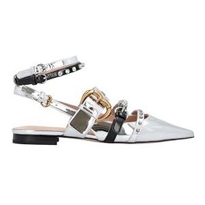 Pinko Sling Back lage schoen voor dames, Zilver Zwart, 40 EU