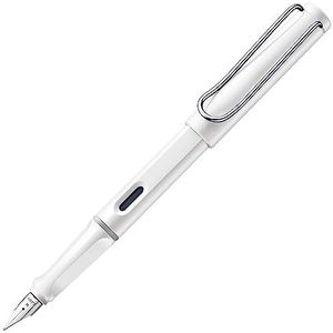 LAMY safari moderne vulpen 019 gemaakt van robuust kunststof in wit met ergonomische greep en stalen veer voor linkshandigen incl. inktpatroon LAMY T 10 blauw