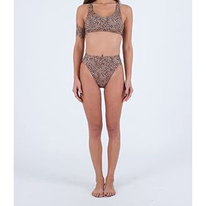 Hurley Bikinibroek met hoge taille voor dames - MAX Leopard Matige Tab Side