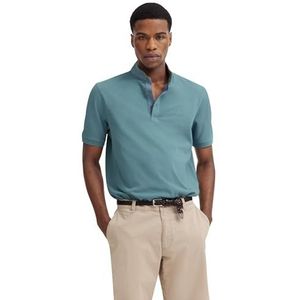 bugatti Poloshirt voor heren, opstaande kraag, basic korte mouwen, moderne pasvorm, 550 flessengroen, S