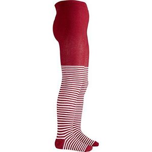 Playshoes Kinderpanty voor jongens en meisjes, elastische katoenen panty met comfortabele band, getest op schadelijke stoffen, gestreept met walvismotief, Rood (rood/wit 44), 62/68 cm