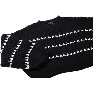 faina Dames modieuze kleurblok pullover met ronde hals zwart maat XS/S, zwart, XL