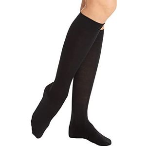 FALKE Dames Kniekousen Softmerino W KH Wol Katoen Lang Eenkleurig 1 Paar, Zwart (Black 3009), 35-36