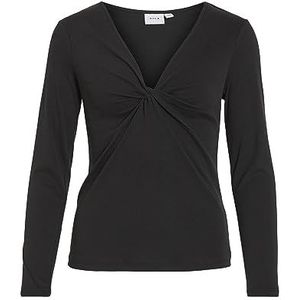 VILULLU V-hals L/S knoop TOP - NOOS, zwart, XXL