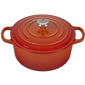 Le Creuset Signature 211772209 Braadpan met deksel, rond, geëmailleerd gietijzer, 22 cm, 3,3 liter, Volcanic