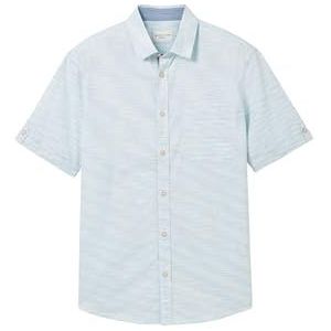 TOM TAILOR heren overhemd, 35742 - Teal Wit Onregelmatige Structuur, L