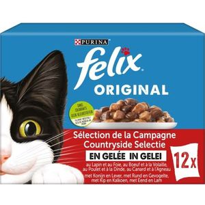 PURINA Felix Origineel vlees van gelei, kattenvoer, 12 x 85 g