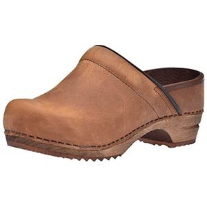 Sanita | Julie Closed Clog | Original Handcrafted | Leather clog with Wooden Sole for Women | Sustainable materials | Bruin | 39 EU
