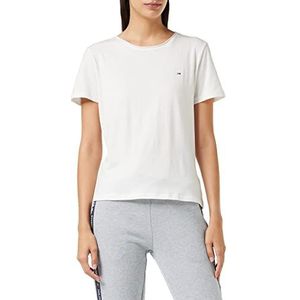 Tommy Jeans Dames Tjw Slim Jersey C Neck T-shirt, Wit, XL