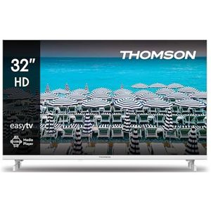 THOMSON - 32 inch (80 cm) LED HD Wit Easy TV - Niet-smart - USB, HDMI, DVB-C-S2-T2, AV IN, CI+, A+ Panel - 32HD2S13W - 2025