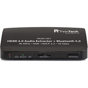 FeinTech VAX01301 HDMI Audio Extractor Adapter Converter Splitter 5.1 met Bluetooth-zender 4K 60Hz ARC