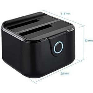 Dockingstation met Dual Bay SATA voor 2,5 inch en 3,5 inch harde schijven, USB 3.0 en USB 2.0 Host, Clone of-functie, Zwart