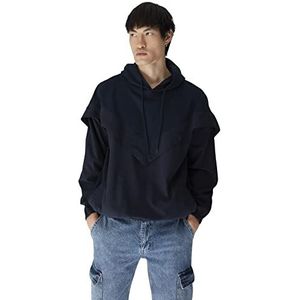 Trendyol Heren Navy Blue Male Oversize Lange Mouwen Hooded Sweatshirt, M