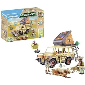 PLAYMOBIL Wiltopia 71293 Met de terreinwagen bij de leeuwen, Avontuurlijke dierenarts in de savanne, educatief speelgoed gemaakt van duurzaam materiaal, speelgoed voor kinderen vanaf 4 jaar