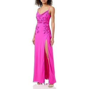 Hope & Ivy The Indy Verfraaide Cami Maxi-jurk met col en dijsplit, roze, UK8, roze, 34