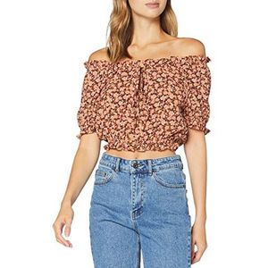 PIECES Dames Pcmaggie Ss Cropped Top Blouse, Copper Brown, M