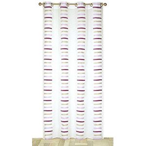 Homemaison gordijn, etamin, met kleine jacquard, horizontaal, polyester, lila, 240 x 140 cm