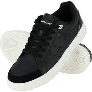 Lahti PRO Leren herenschoenen, sneakers, lage vrijetijdsschoenen, wandelschoenen, casual schoenen, sportschoenen, werkschoenen, lichte trainers, wandelschoenen, modieuze gymschoenen, zwart, maat 39