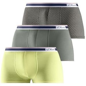 s.Oliver Hipster in 3-pack voor heren, 2X effen kleuren, 1x print, mt. S, limoen+olijf + aop, S