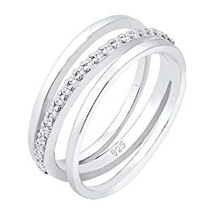 Elli Premium dames trouwdag bijsteker 925 sterling zilver zirkonia 0602392318, 58 EU, Kristal, Zirkonia