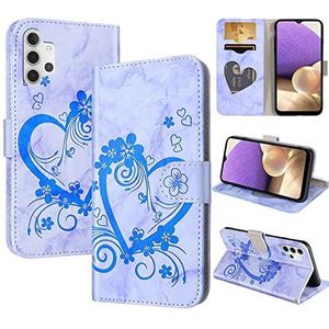 CASAFUNY Telefoonhoesje voor Samsung Galaxy A32 5G, klaphoes van PU-leer, portemonneehoesje met kaartsleuf, beschermhoes voor Samsung A32 5G (6,5 inch), blauw