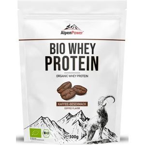 AlpenPower BIO WHEY Eiwit Koffie 500 g - 100% natuurlijke ingrediÃ«nten & zonder toevoegingen - Hoogwaardig CFM-eiwitpoeder gemaakt van de beste biologische alpenmelk