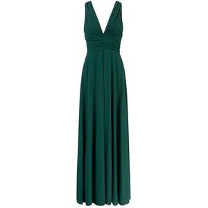 Apart lange chiffon jurk met V-hals voor en achter, donkergroen, 38