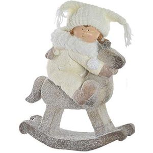 DRW Kerstfiguur, meisjes, hobbelpaard, 36 x 17 x 47 cm, wit