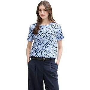 TOM TAILOR Denim T-shirt voor dames, 38180 - Blue White Heart Print, L