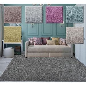 Tadi & Imperio1979 Groot vierkant tapijt voor woonkamer, rustiek, natuurlijk jute-effect, zonder haren, knopen, voor slaapkamer of keuken.