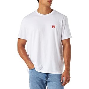 Wrangler Heren Sign Off Tee Shirt, Wit, Klein