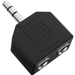 HDSupply Audio splitter, Y-adapter, 3,5 mm jack naar 2 x cinch socket, voor luidsprekers, subwoofer, soundbar, tv, auto, radio, smartphone, tablet, zwart