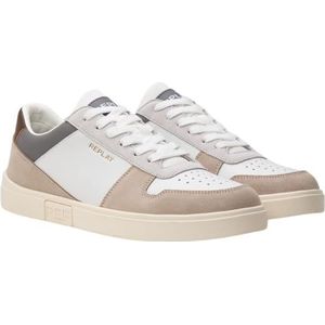 Replay POLYS Court 3 Sneakers voor heren, 352 wit beige, 45 EU, 352 Wit Beige, 45 EU