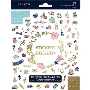 DRAEGER PARIS | Agenda- en Bullet Journal stickers | FSC-gecertificeerd papier | 12 vellen | 17,5 x 12 x 0,5 cm | personaliseren schoolmateriaal, notitieboeken, agenda's, etuis