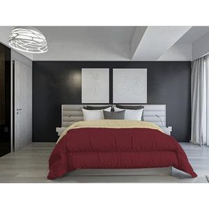 Italian Bed Linen Winterdeken, vuurvast, tweekleurig, van zijde, bordeaux/crème, 260 x 260 cm