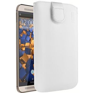 mumbi Echt leren hoesje compatibel met HTC One M9 hoes leer tas case wallet, wit